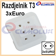Multi-way plug adapter T3 EURO - triple